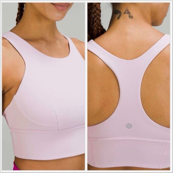 Lululemon Women’s Wunder Train Long Line Bra  Size 8 Pink Peony Gym Sporty Run - Picture 1 of 7